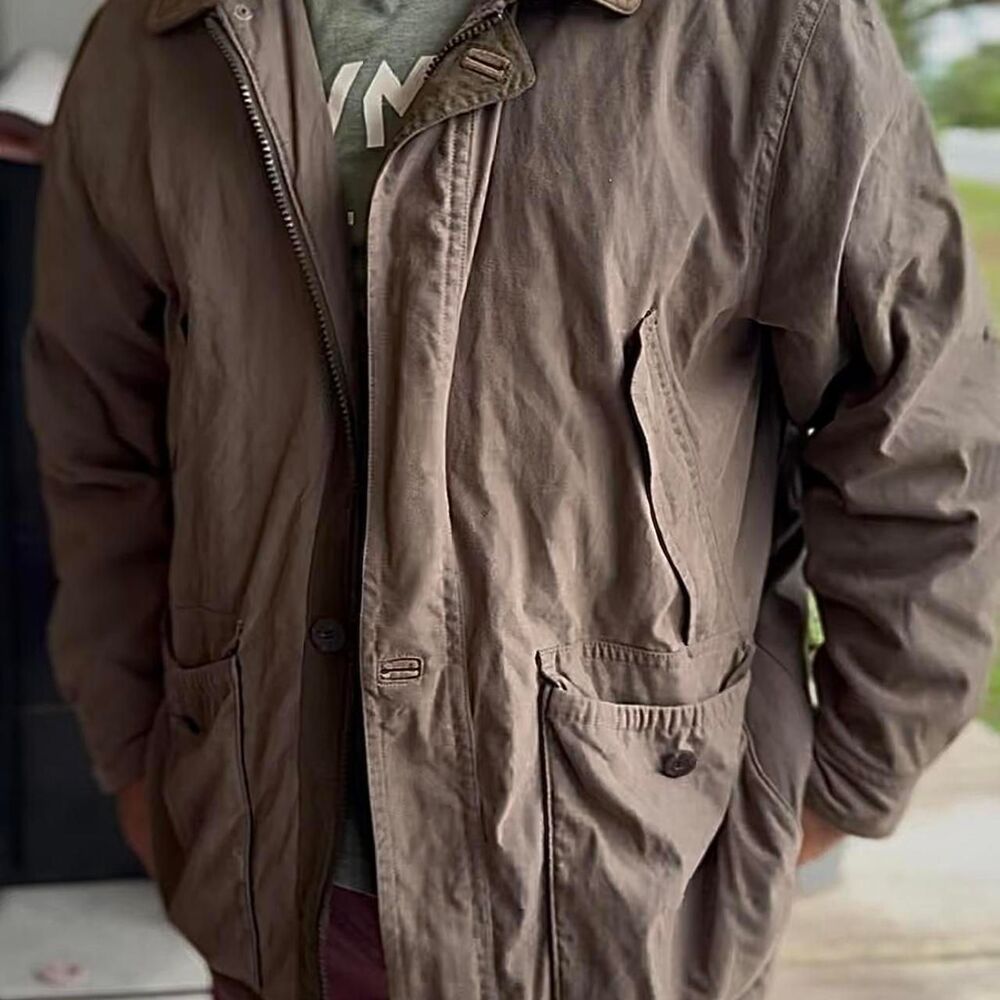 Woolrich green heavy utility jacket with plaid lining - Picture 3 of 8